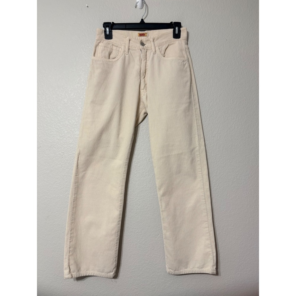 45rpm Japanese Cream Corduroy Straight Leg High Rise Pants Cream Off White 28